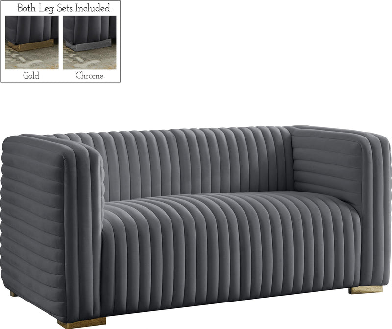 Ravish Grey Velvet Loveseat - Town Of Bargains Furniture - NY