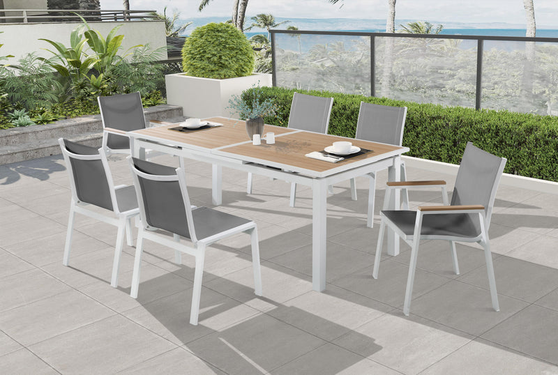 Nizuc Grey Mesh Waterproof Fabric Outdoor Patio Aluminum Mesh Dining Chair - Town Of Bargains Furniture - NY