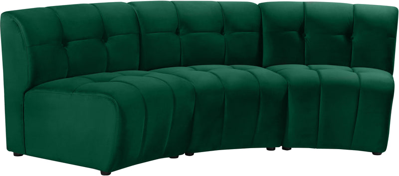 Limitless Green Velvet 3pc. Modular Sectional