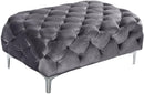 Mercer Grey Velvet Ottoman - Town Of Bargains Furniture - NY