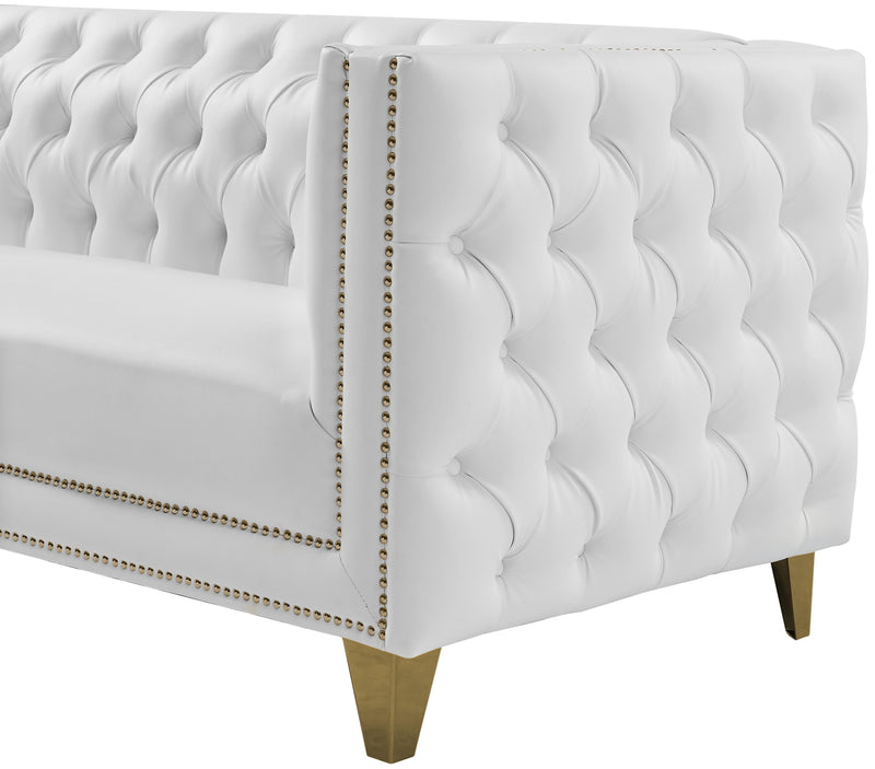 Michelle White Faux Leather Sofa - Town Of Bargains Furniture - NY