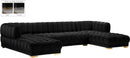 Gwen Black Velvet 3pc. Sectional (3 Boxes) - Town Of Bargains Furniture - NY