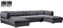 Gwen Grey Velvet 3pc. Sectional (3 Boxes) - Town Of Bargains Furniture - NY