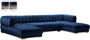 Gwen Navy Velvet 3pc. Sectional (3 Boxes) - Town Of Bargains Furniture - NY