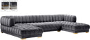 Gwen Grey Velvet 3pc. Sectional (3 Boxes) - Town Of Bargains Furniture - NY