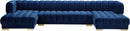 Gwen Navy Velvet 3pc. Sectional (3 Boxes) - Town Of Bargains Furniture - NY