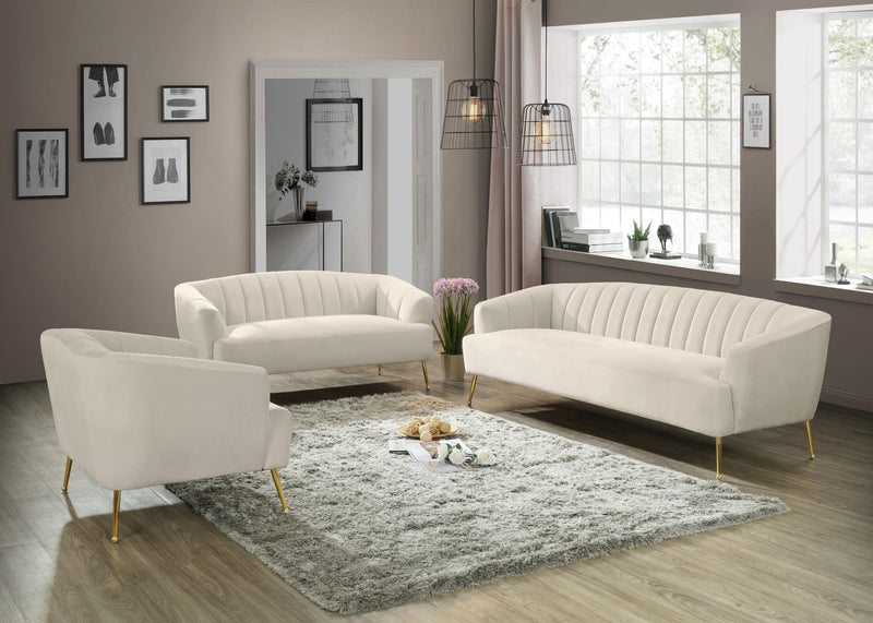 Tori Cream Velvet Sofa - Town Of Bargains Furniture - NY