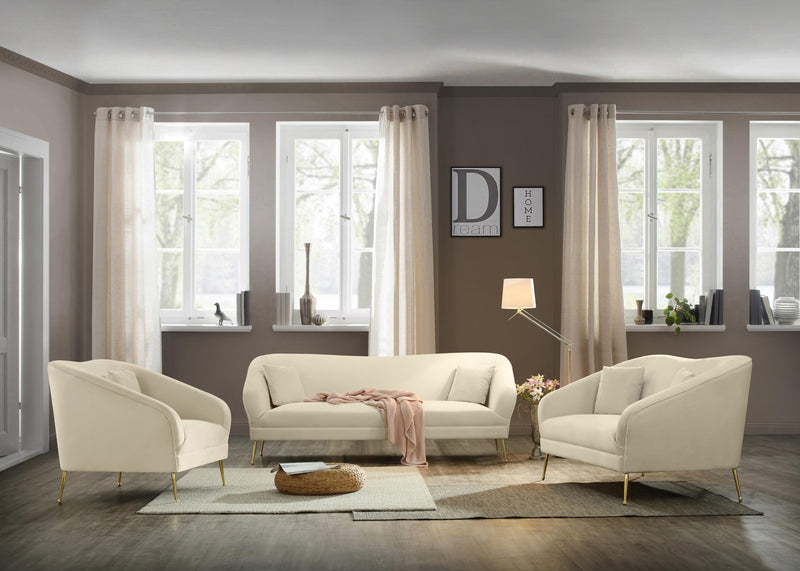 Hermosa Cream Velvet Sofa - Town Of Bargains Furniture - NY