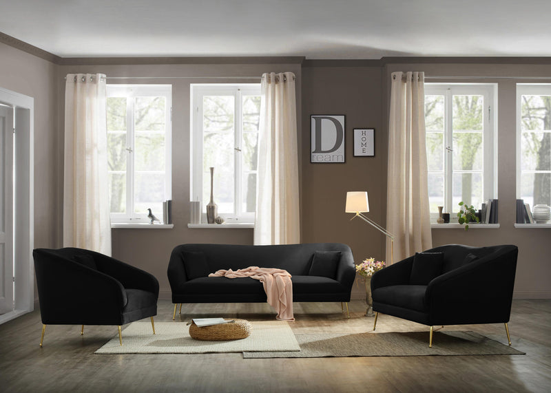 Hermosa Black Velvet Sofa - Town Of Bargains Furniture - NY