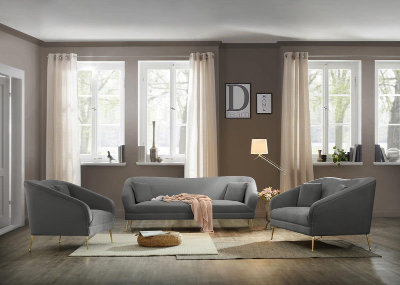 Hermosa Grey Velvet Loveseat - Town Of Bargains Furniture - NY
