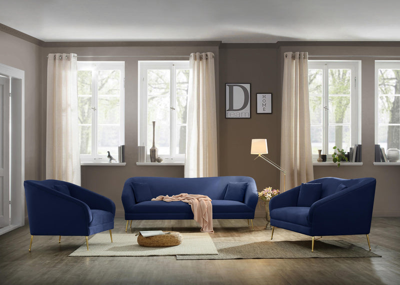 Hermosa Navy Velvet Sofa - Town Of Bargains Furniture - NY