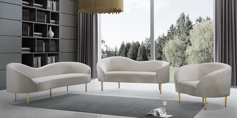 Ritz Cream Velvet Sofa - Town Of Bargains Furniture - NY