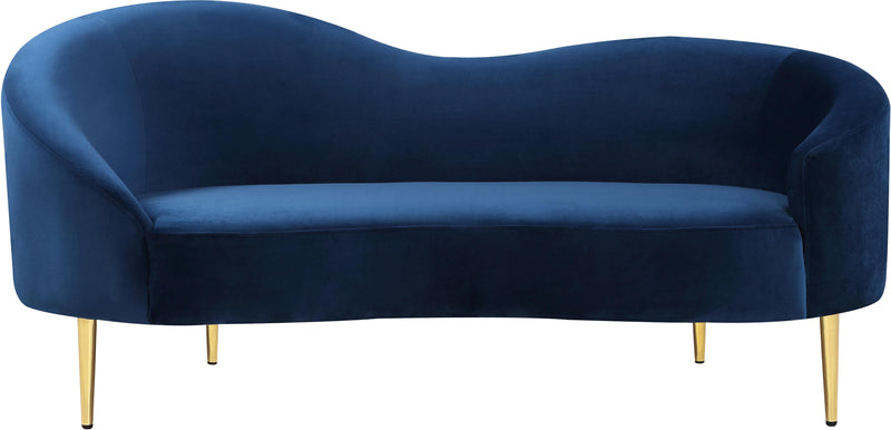 Ritz Navy Velvet Loveseat