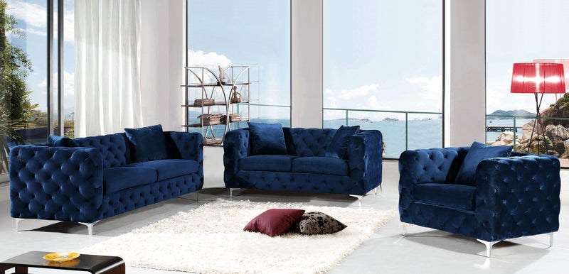 Scarlett Navy Velvet Sofa - Town Of Bargains Furniture - NY