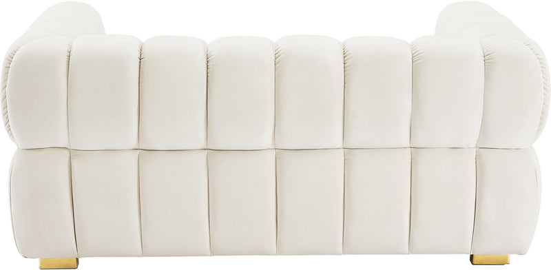 Gwen Cream Velvet Loveseat - Town Of Bargains Furniture - NY