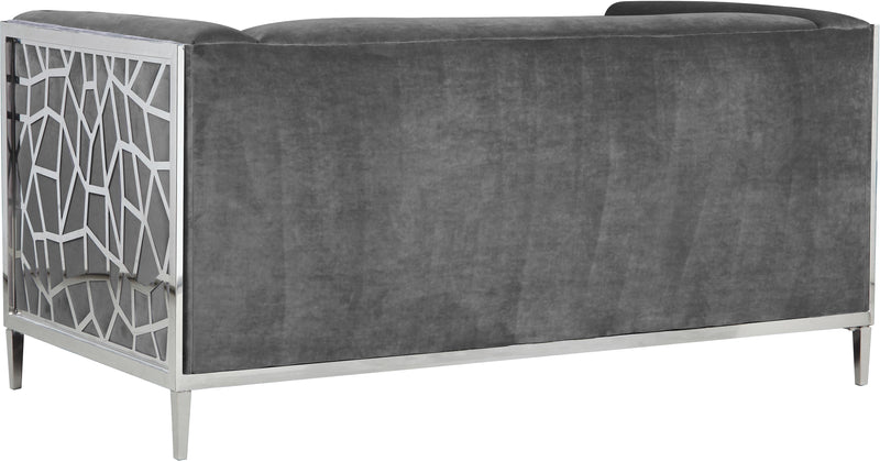 Opal Grey Velvet Loveseat