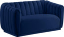 Dixie Navy Velvet Loveseat - Town Of Bargains Furniture - NY