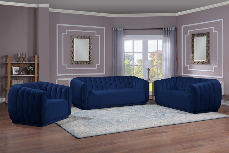 Dixie Navy Velvet Loveseat - Town Of Bargains Furniture - NY