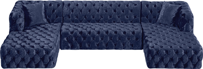 Coco Navy Velvet 3pc. Sectional (3 Boxes) - Town Of Bargains Furniture - NY