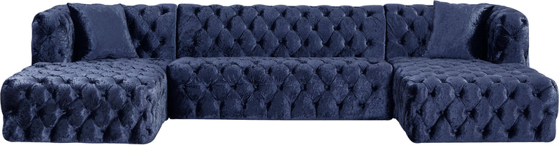 Coco Navy Velvet 3pc. Sectional (3 Boxes) - Town Of Bargains Furniture - NY