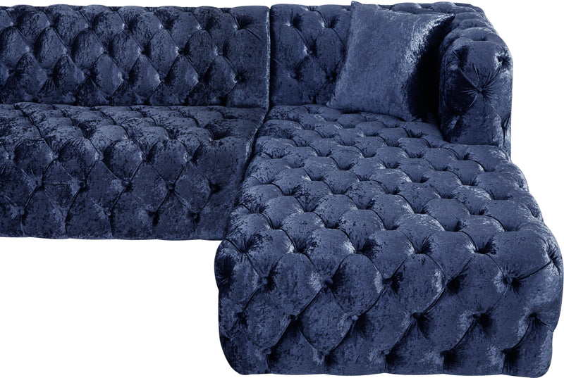 Coco Navy Velvet 3pc. Sectional (3 Boxes)