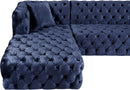 Coco Navy Velvet 3pc. Sectional (3 Boxes) - Town Of Bargains Furniture - NY