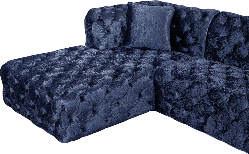 Coco Navy Velvet 3pc. Sectional (3 Boxes) - Town Of Bargains Furniture - NY