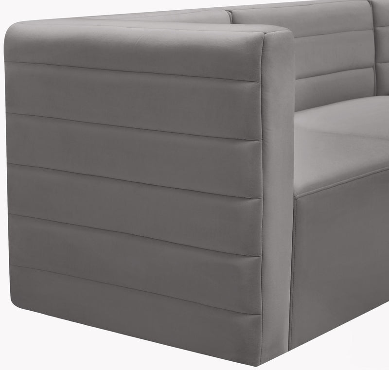 Quincy Grey Velvet Modular Corner Chair - Town Of Bargains Furniture - NY