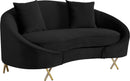 Serpentine Black Velvet Loveseat - Town Of Bargains Furniture - NY