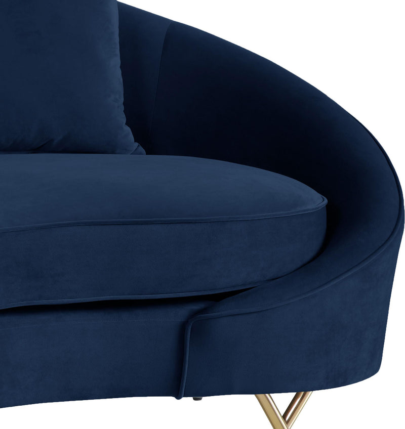 Serpentine Navy Velvet Sofa - Town Of Bargains Furniture - NY
