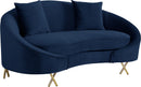 Serpentine Navy Velvet Loveseat - Town Of Bargains Furniture - NY