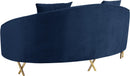 Serpentine Navy Velvet Loveseat - Town Of Bargains Furniture - NY