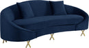 Serpentine Navy Velvet Sofa - Town Of Bargains Furniture - NY