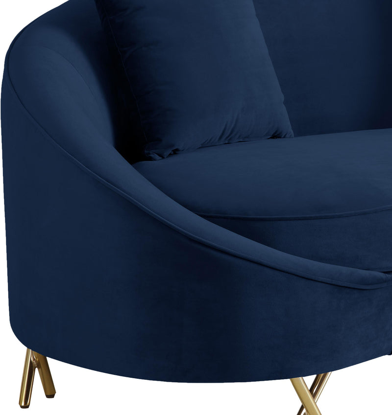 Serpentine Navy Velvet Sofa - Town Of Bargains Furniture - NY