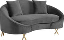 Serpentine Grey Velvet Loveseat - Town Of Bargains Furniture - NY