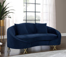 Serpentine Navy Velvet Loveseat - Town Of Bargains Furniture - NY