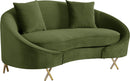 Serpentine Olive Velvet Loveseat - Town Of Bargains Furniture - NY