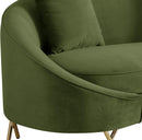 Serpentine Olive Velvet Loveseat - Town Of Bargains Furniture - NY