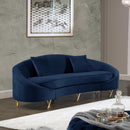 Serpentine Navy Velvet Sofa - Town Of Bargains Furniture - NY