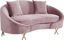 Serpentine Pink Velvet Loveseat - Town Of Bargains Furniture - NY