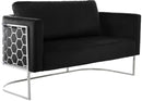 Casa Black Velvet Loveseat - Town Of Bargains Furniture - NY