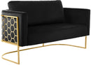 Casa Black Velvet Loveseat - Town Of Bargains Furniture - NY