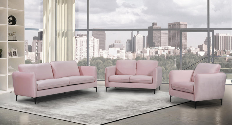 Poppy Pink Velvet Loveseat - Town Of Bargains Furniture - NY