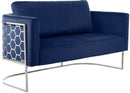 Casa Navy Velvet Loveseat - Town Of Bargains Furniture - NY
