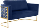 Casa Navy Velvet Loveseat - Town Of Bargains Furniture - NY