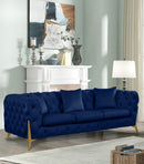 Kingdom Navy Velvet Sofa - Town Of Bargains Furniture - NY