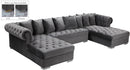 Presley Grey Velvet 3pc. Sectional - Town Of Bargains Furniture - NY