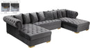 Presley Grey Velvet 3pc. Sectional - Town Of Bargains Furniture - NY