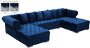 Presley Navy Velvet 3pc. Sectional - Town Of Bargains Furniture - NY