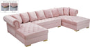 Presley Pink Velvet 3pc. Sectional - Town Of Bargains Furniture - NY